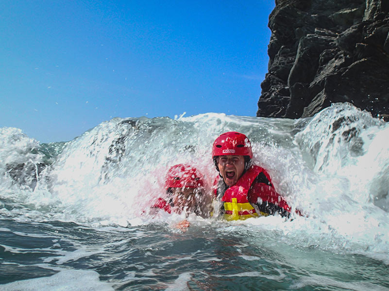 father and on get hit by a wave