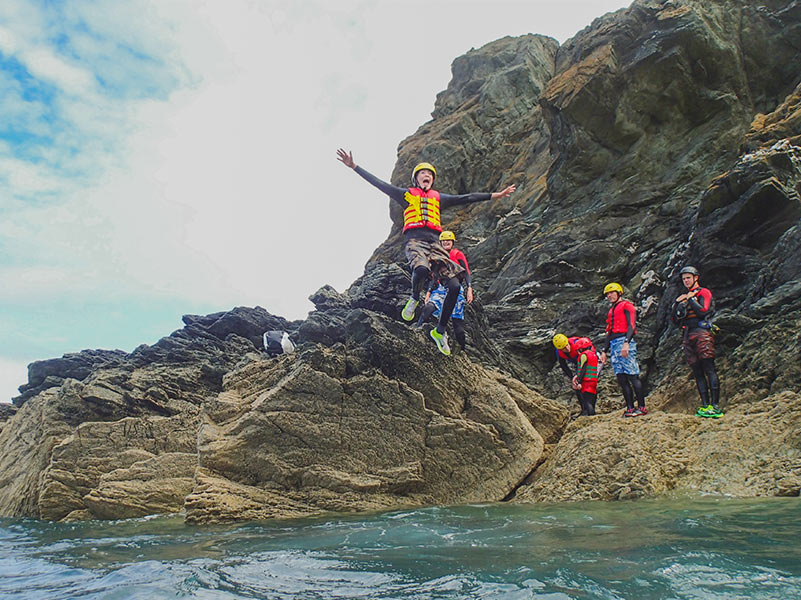 A big jump off a rock